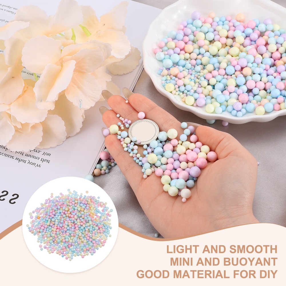 Foam Beads, 4-6mm Mini Polystyrene Foam Balls (Multicolor, 1 Pack 30g)