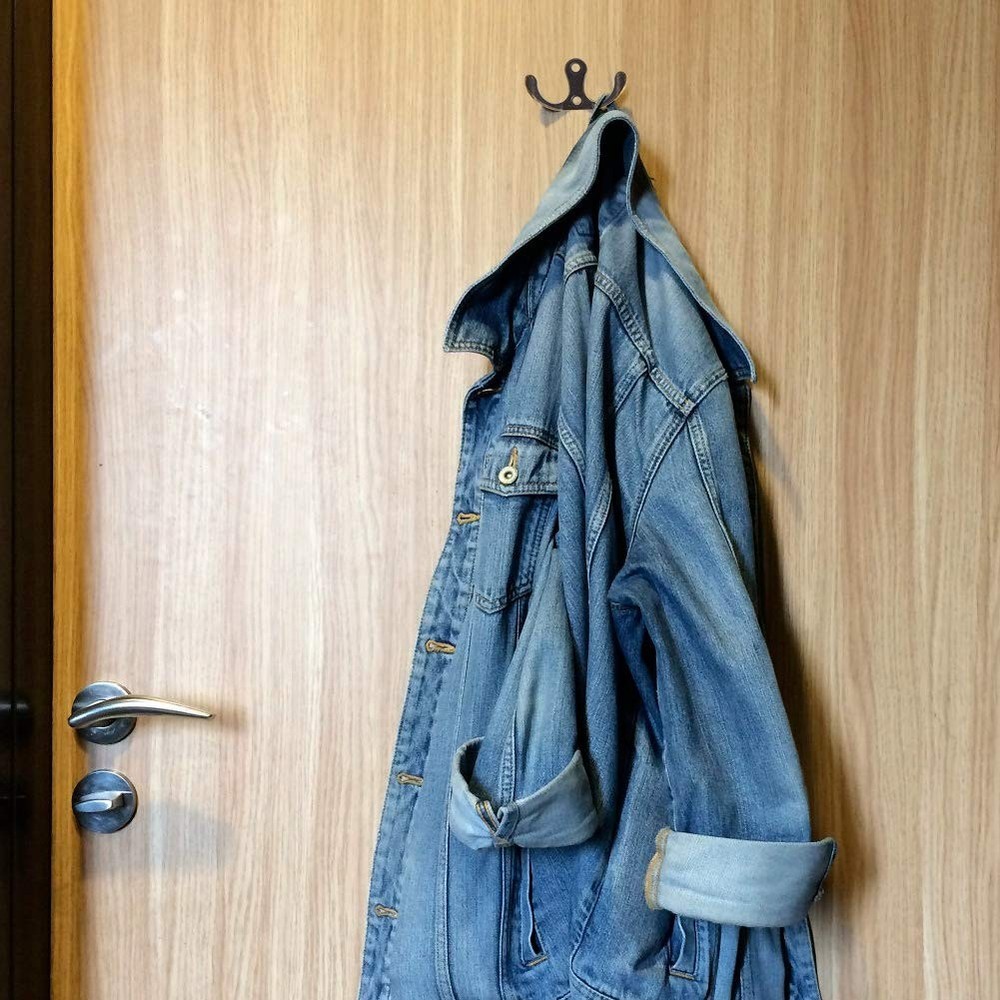 10 Pack Wall Hooks Coat Hooks, Towel Hook Double Prong Robe Hanger Wall Mount...