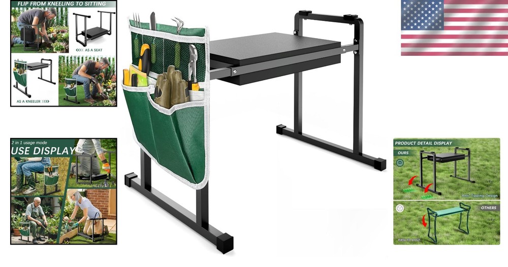 Innovative Multi-Purpose Garden Kneeler with Tool Bag - Strong & Stable Support