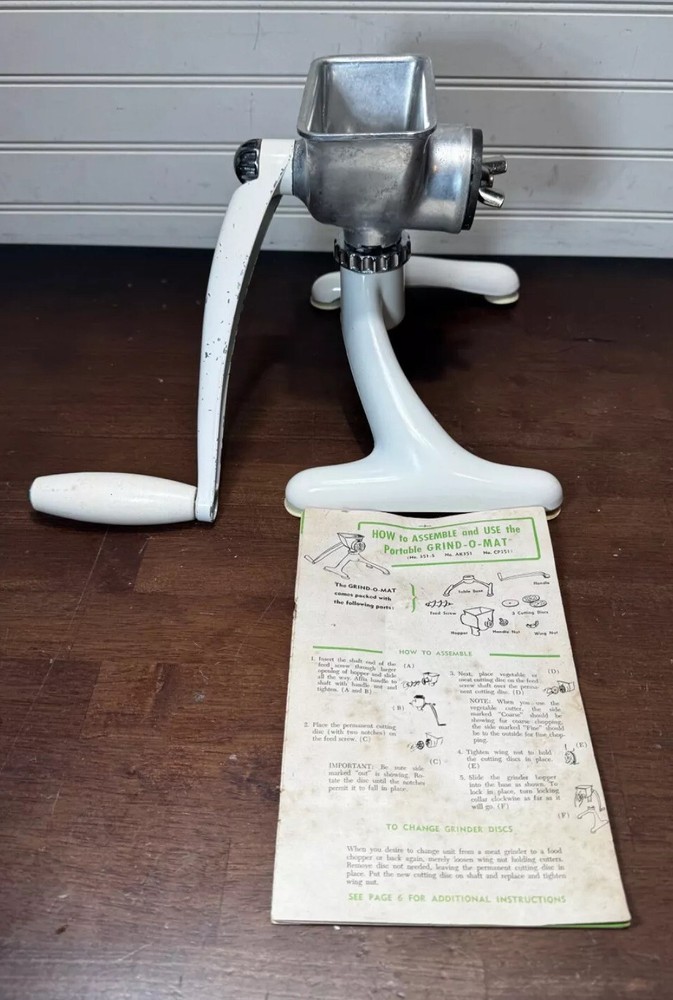Vintage Grind-O-mat  White Grinder model 351