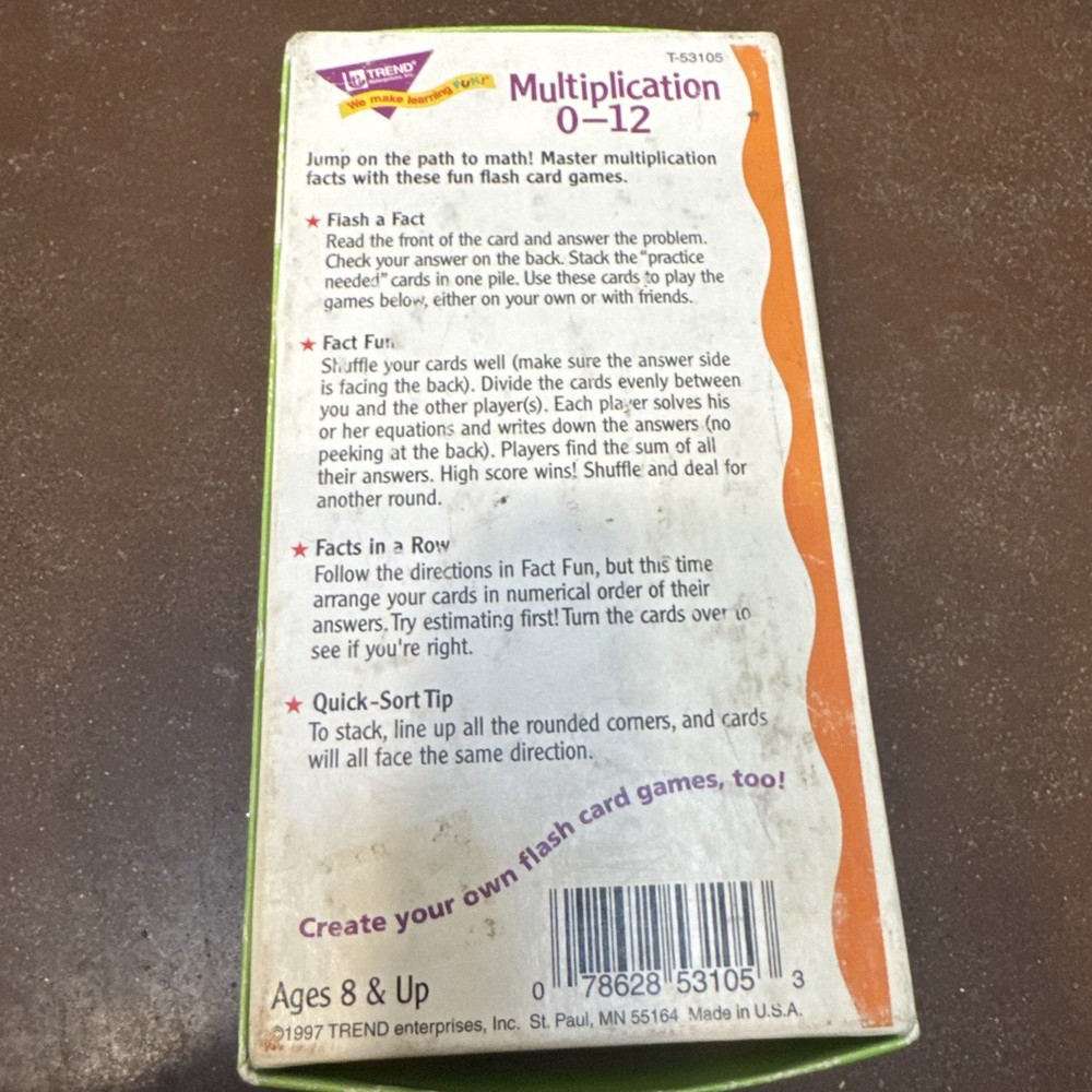 Multiplication Flash Cards Math Practice Cards Trend Enterprises