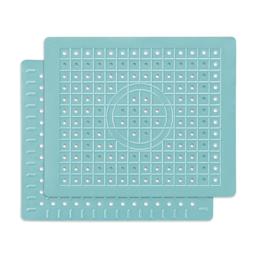 2 Pack Kitchen Sink Mat 12x10 Inch Rectangular Protector Pad Mint Blue