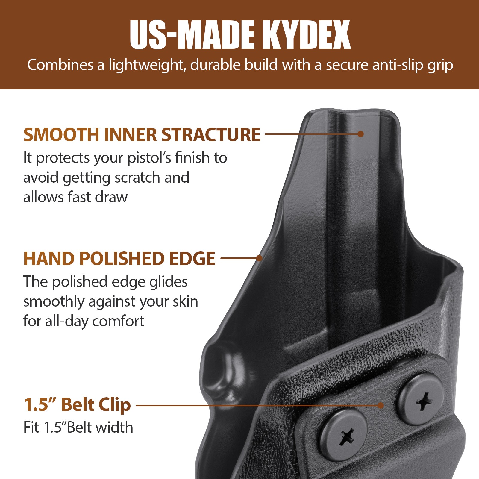 IWB Kydex Holster for S&W Bodyguard 2.0 Concealed Carry, Right Hand
