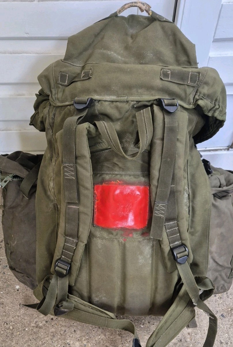 Genuine British Army 120L Bergen Olive Long Back + Side pouches 1990