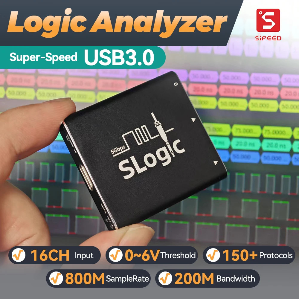 16CH 800M Samplerate 5Gbps USB3 Super-Speed Logic Analyzer Adjustable Threshold