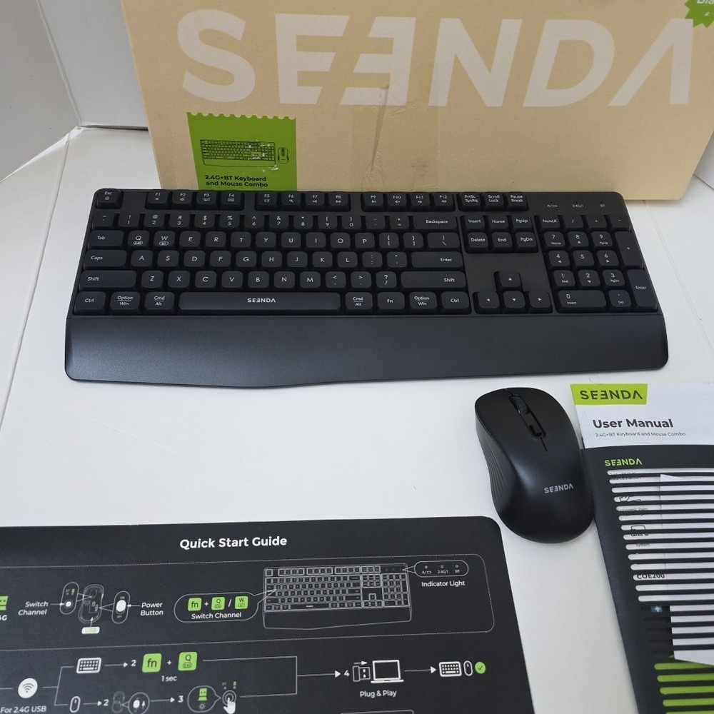 seenda Bluetooth Keyboard + Mouse, COE200 USB + Bluetooth Multi Device Ergonomic