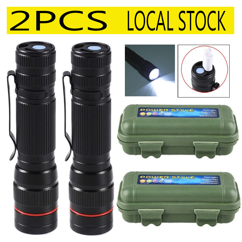 2pcs Super Bright USB Rechargeable LED Tactical Flashlight Zoomable Torch Light