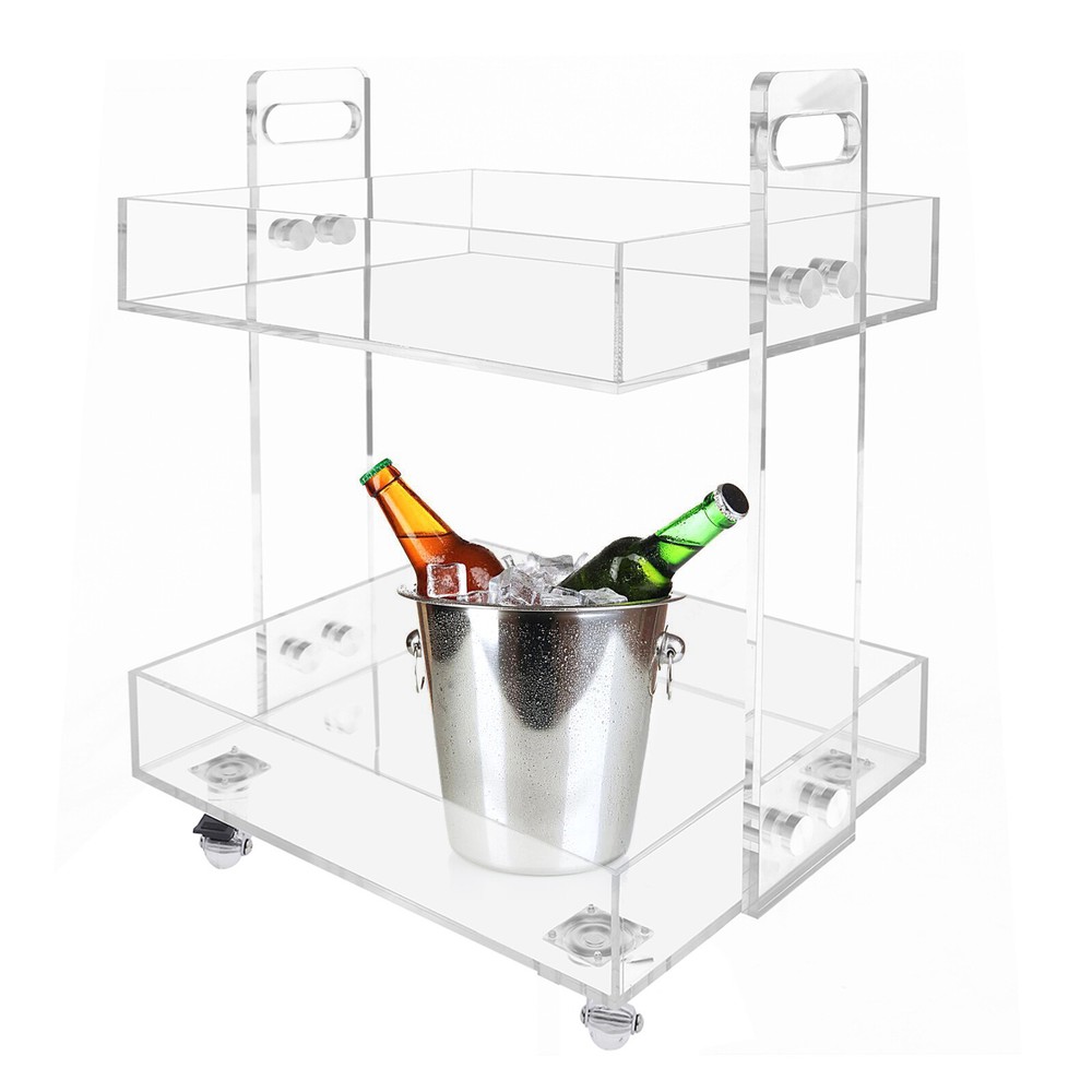 Clear Acrylic Double-Layer Side Table for Storage and Serving