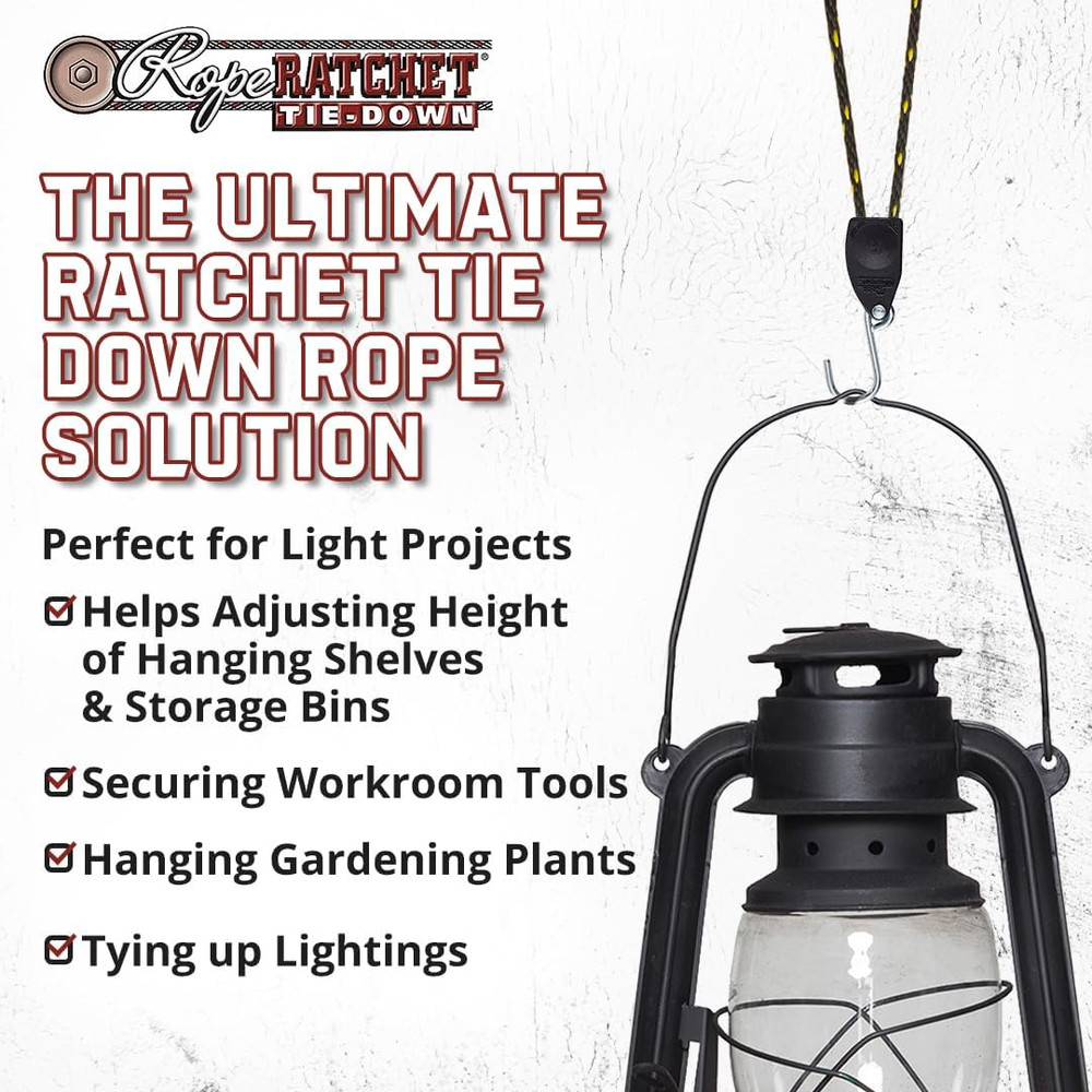 1/8" Hanger Rope Tie down with 6' Solid Braided Polypropylene, Ideal for Kayak,