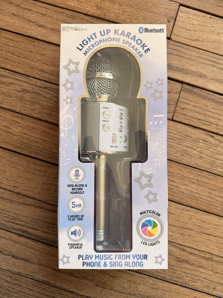 Simply Tech Light Up Karaoke Microphone Speaker Multicolor Bluetooth