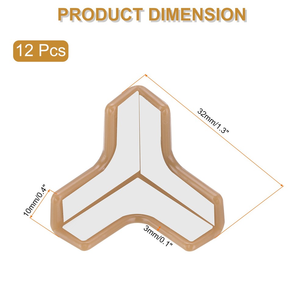 Corner Protectors 12Pcs Table Corner Protectors(T-shaped, Brown)