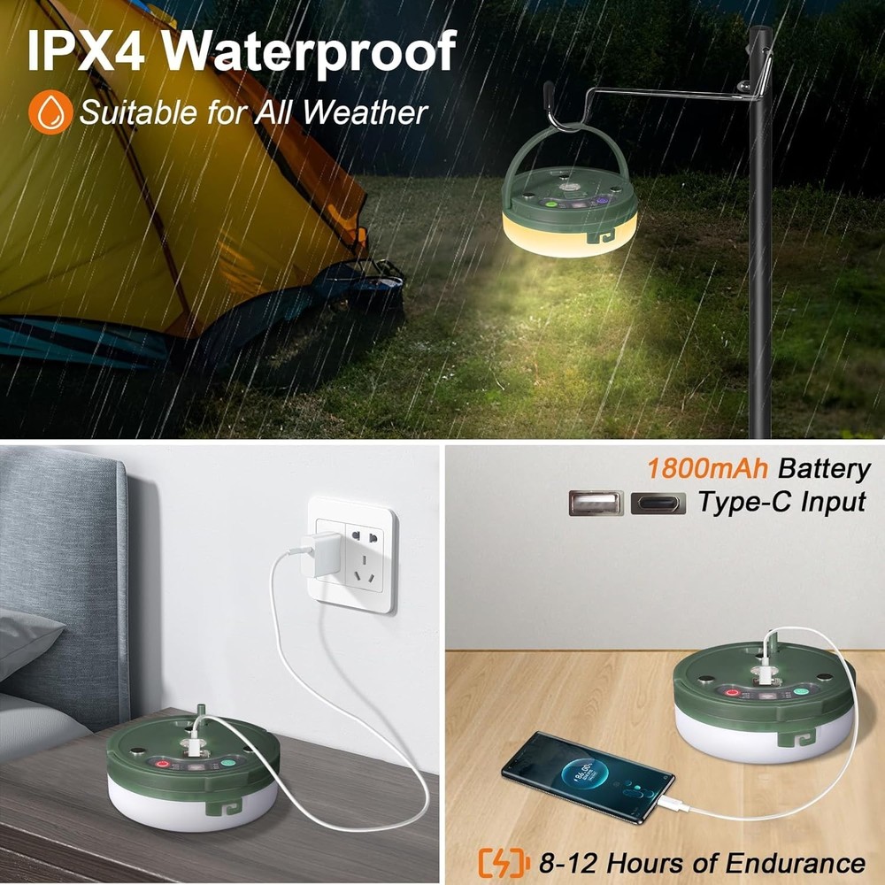 Versatile Waterproof Camping Light String - USB Rechargeable & Remote Operated