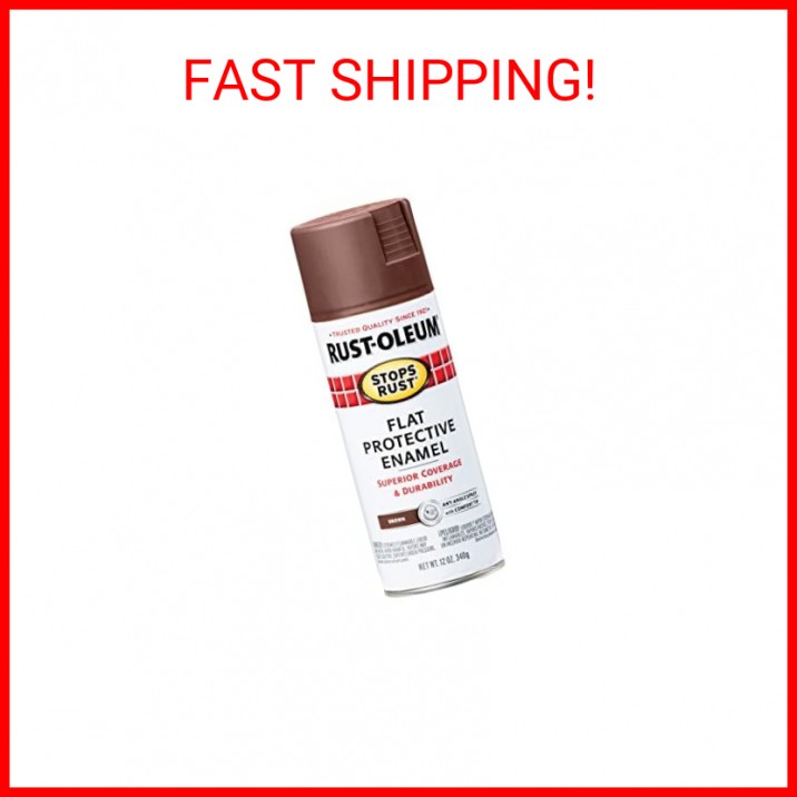 Rust-Oleum 214085 Stops Rust Spray Paint, 12 oz, Flat Brown