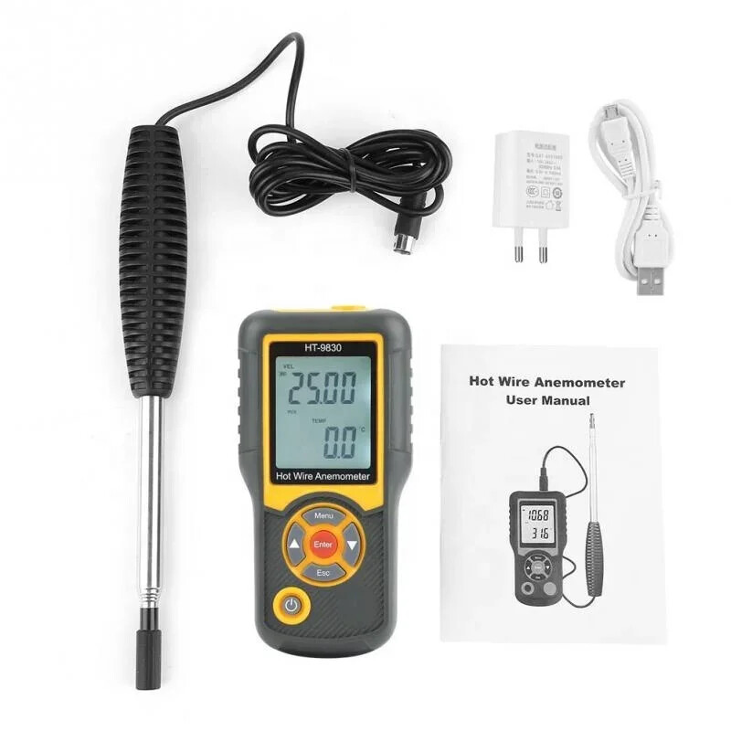 HT-9830 Ultrasonic Anemometer Digital Anemometer 0~25m/s Wind Speed Sensor Test
