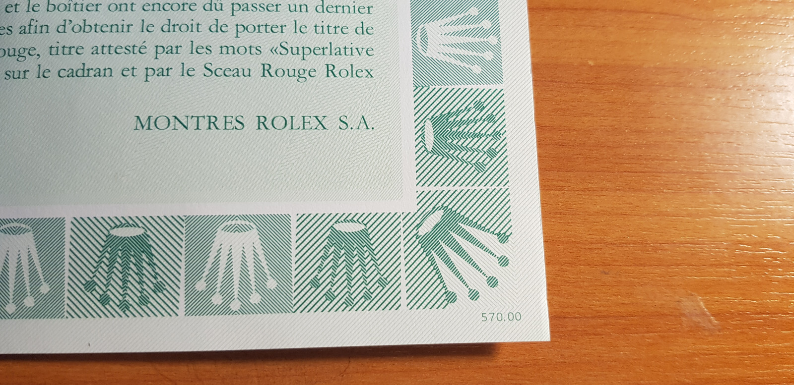 Rolex Oyster Perpetual Chronometre-Certific french blanc ref: 570.00