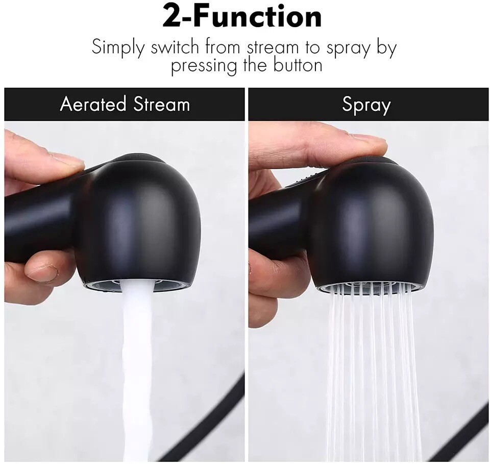 RV Kitchen Sink Faucet Spray Head Pull Down Out Nozzle Sprayer Replacement Black