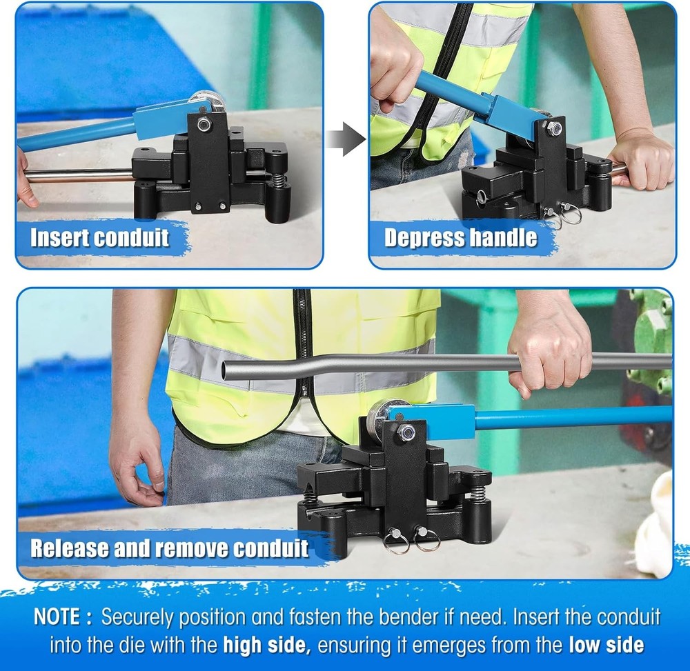 Dual Size Conduit Offset Bender 2 in 1 Both ½“& ¾” EMT Ensuring Precise Blue NEW