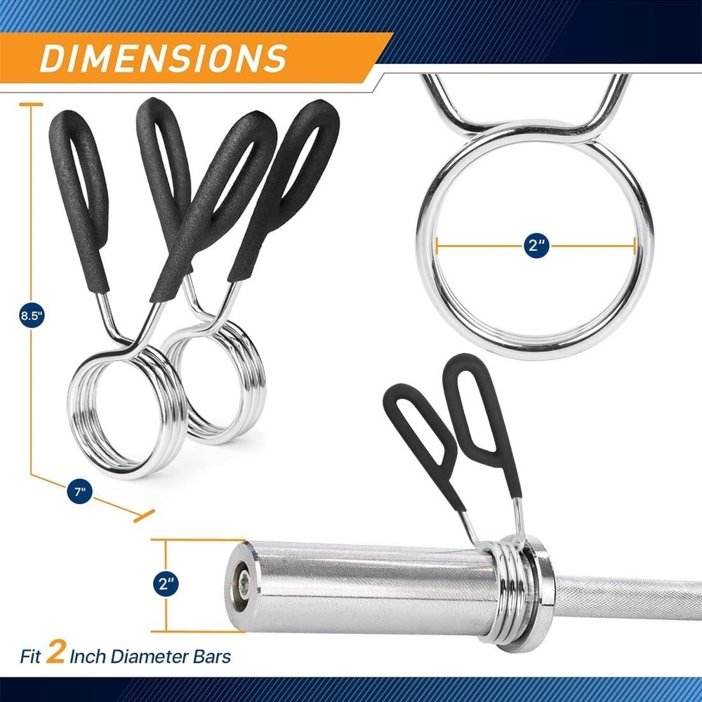 2-Inch Barbell Spring Clip Collar Pair – Secure & Durable for Safe Lifting