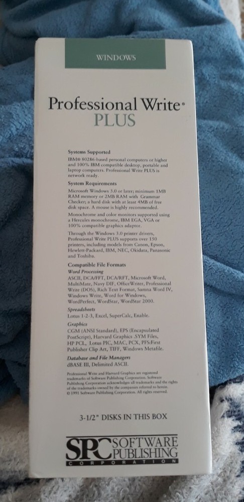 VINTAGE SOFTWARE: SPC Windows Professional Write Plus Word Processor. 3.5 DD Dis