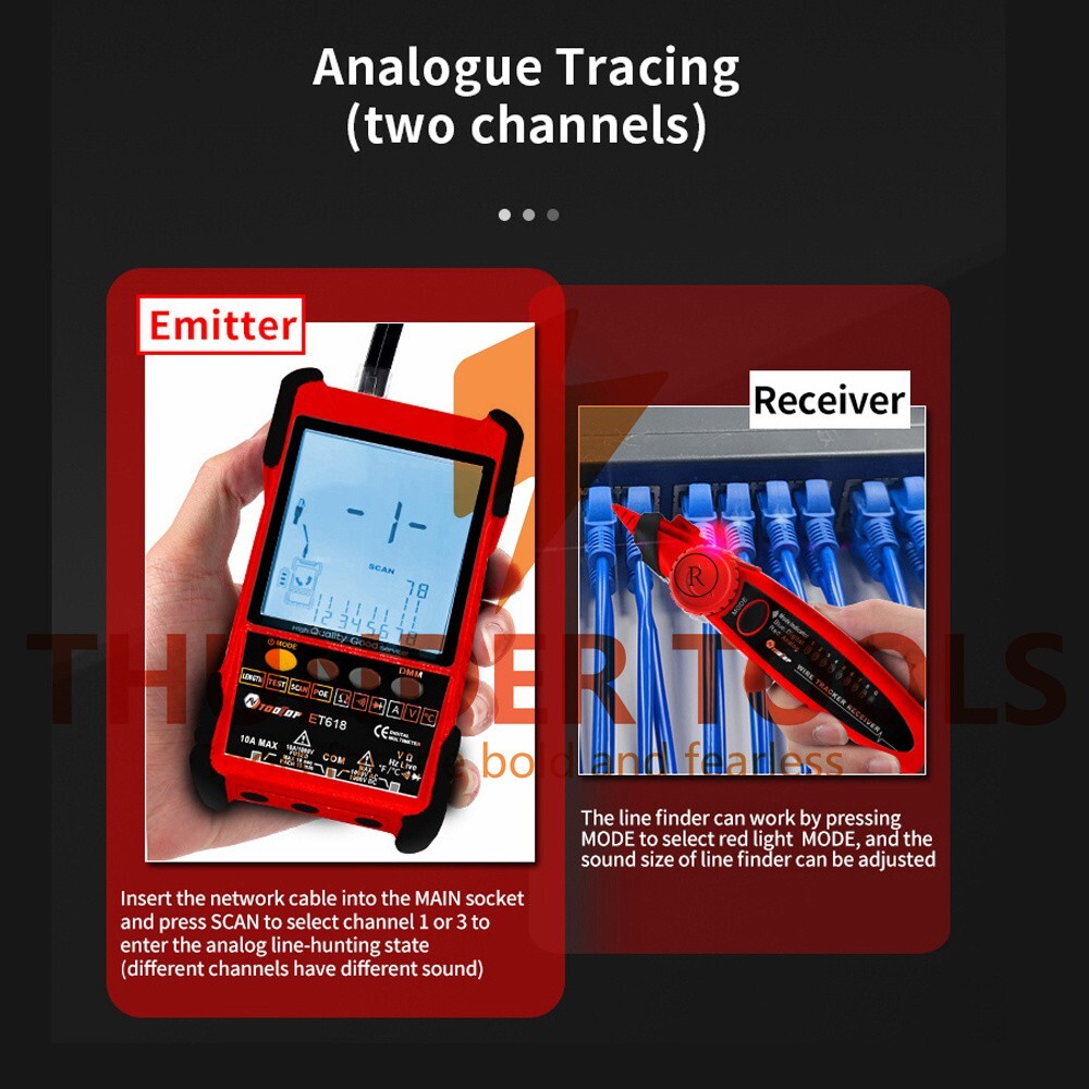 Thunder Tools TOOLTOP ET616 Handheld Portable Cable Tester with LCD