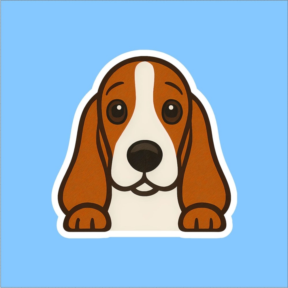 Basset Hound Peeking Sticker