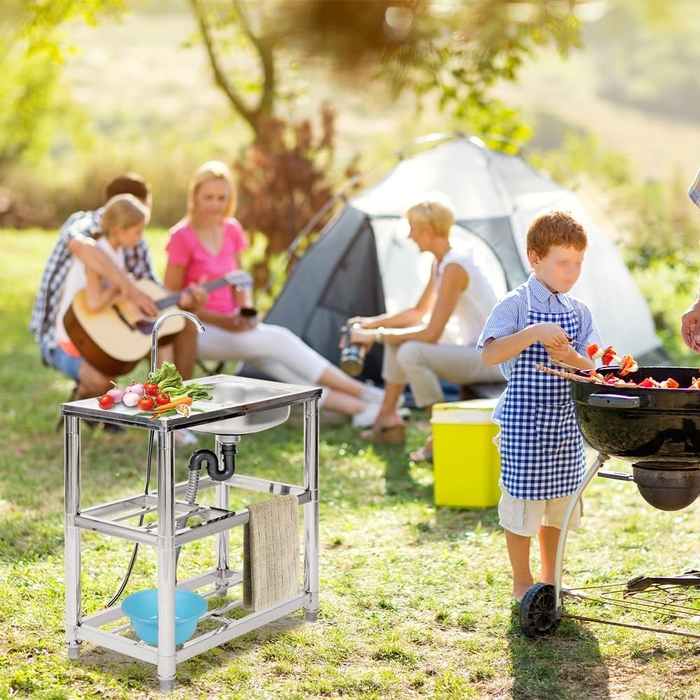 31x17x30 inStainless Steel Utility Sink Single Freestanding Commercial Sink Set