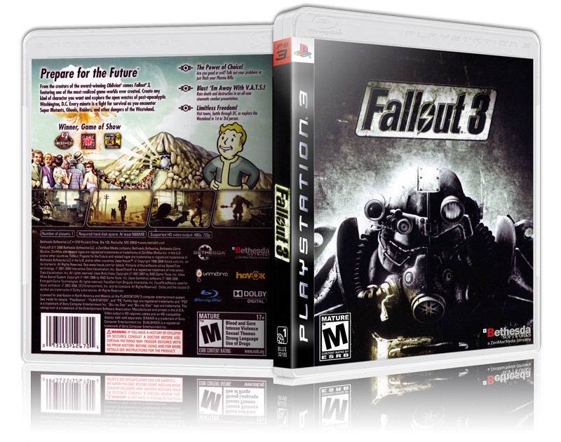 Fallout 3 Replacement  PS3 Cover and Case. NO GAME!!