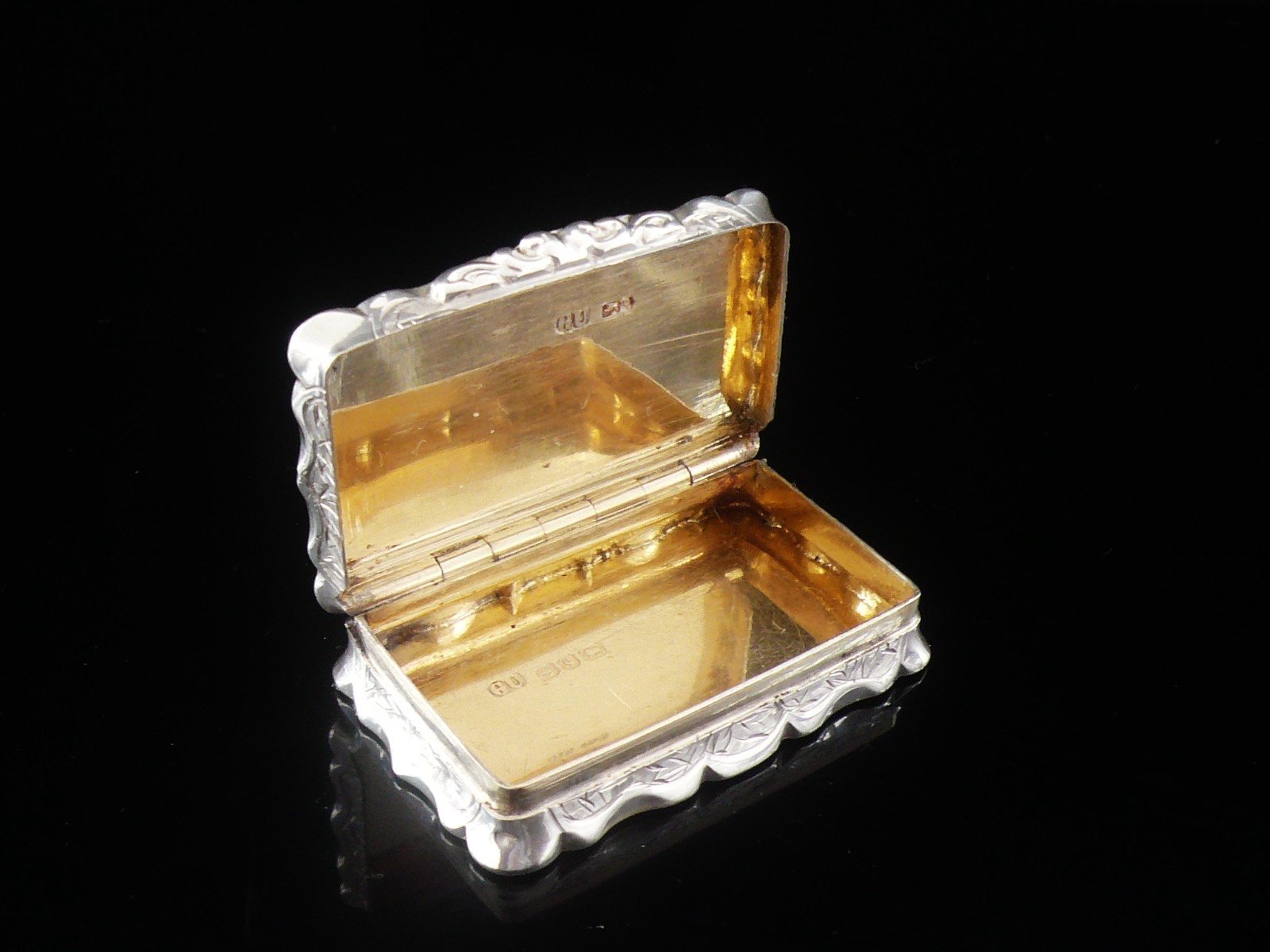 Sterling Silver Snuff Box, George Unite, Antique Birmingham 1890