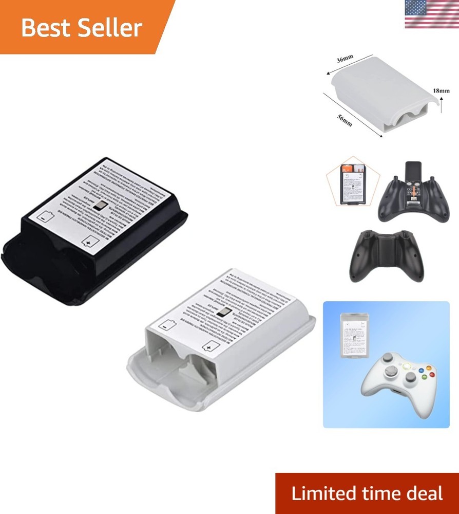 Replacement Battery Pack Covers for Xbox 360 Controllers - 1 Black & 1 White