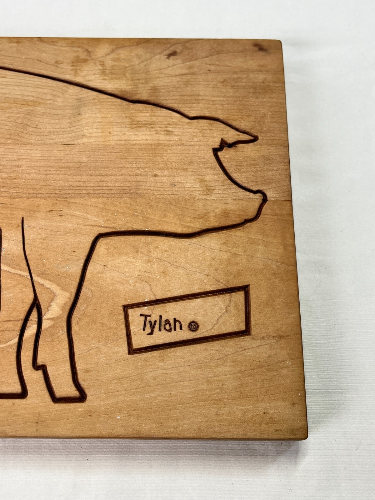 Vintage MOOR MAN'S Pig Wood Cutting Board Advertising Farm - Tylan