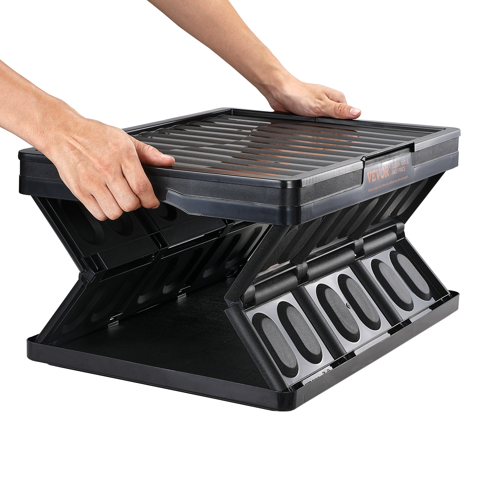 VEVOR Collapsible Storage Bins with Lids Folding Stackable Containers 45L 3-Pack