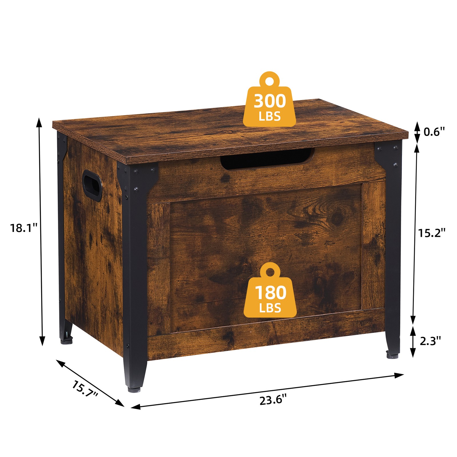 Storage Chest Wooden Storage Trunk with Metal Frame, Entryway Shoes Bench
