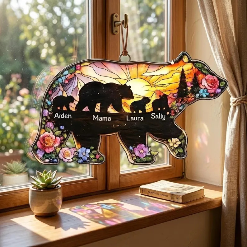 Personalized Mama Bear Custom Acrylic Suncatcher