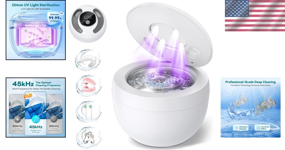UV Dental Cleaner with Digital Timer: 4 Cleaning Modes