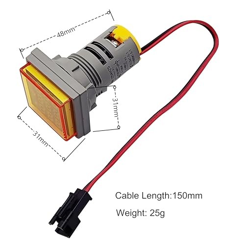 2PCS 3 in 1 Digital AC Current Voltage Frequency Indicator Square LED Yellow