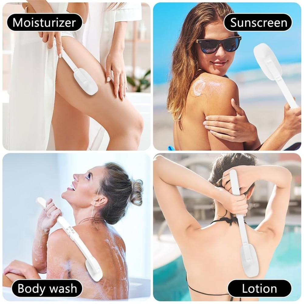 Lotion Applicator for Back, Foldable Back Cream Applicator, Detachable Grey