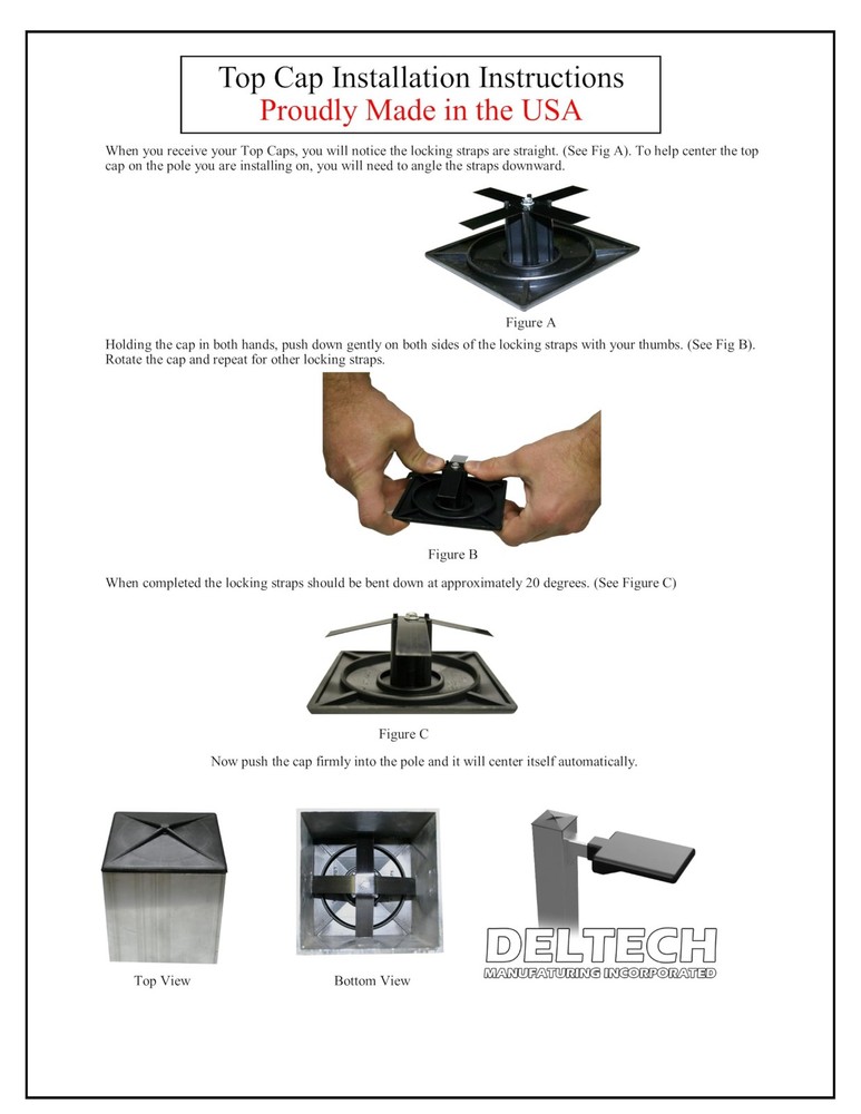 5" Square Light Pole Top Cap- Black Plastic by Deltech Manufacturing