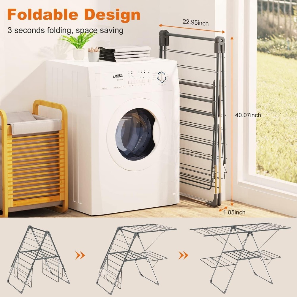 Clothes Drying Rack Foldable Large Laundry Drying Rack Collapsible Stainless ...