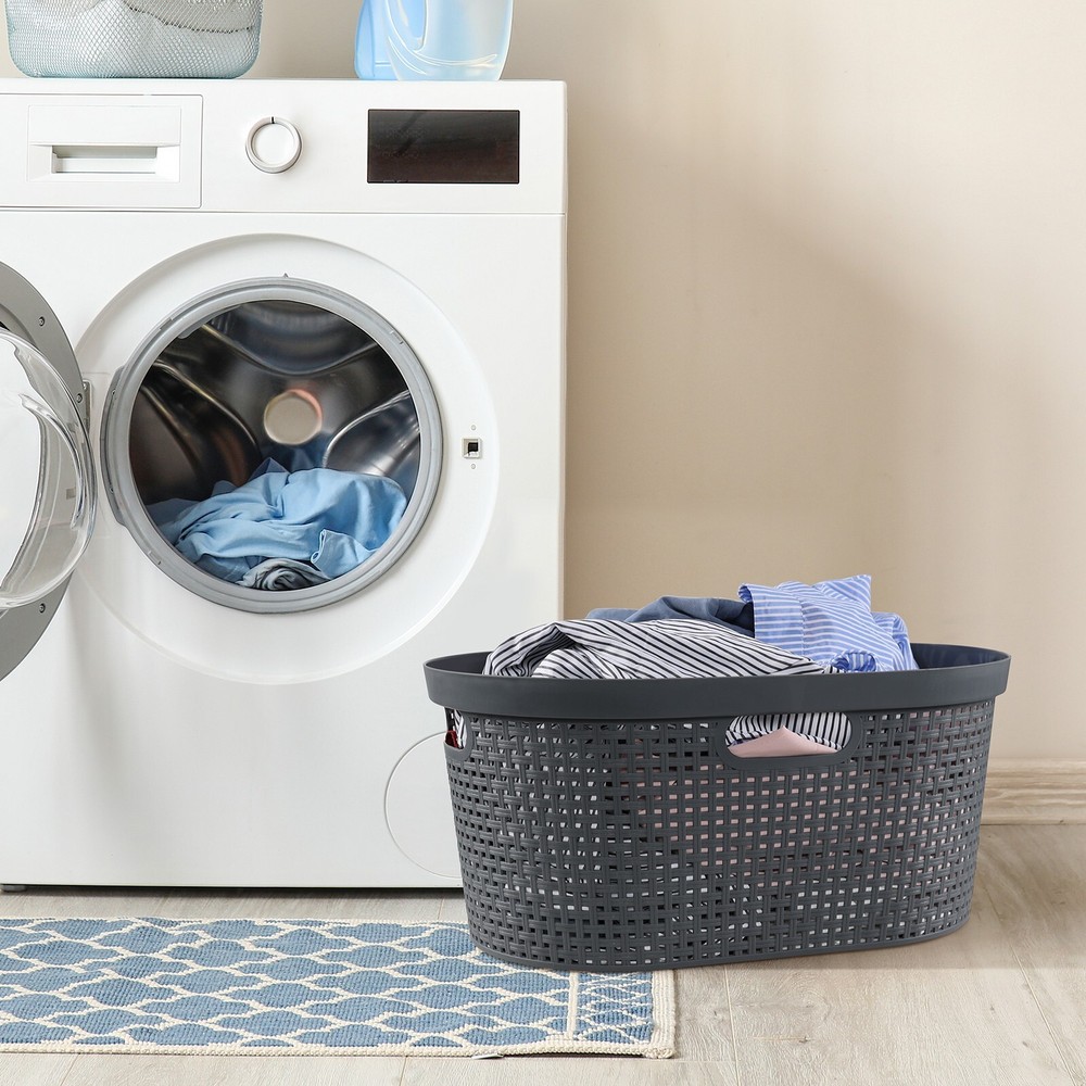 4 Pack Large Laundry Baskets, Plastic Hamper Laundry Basket, 40L, Grey