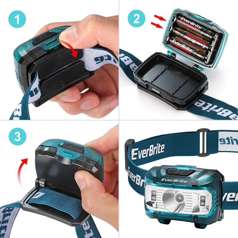 EverBrite Bright LED Headlamp Super Head Lamp 5 Lighting Modes Flashlight 5-PACK