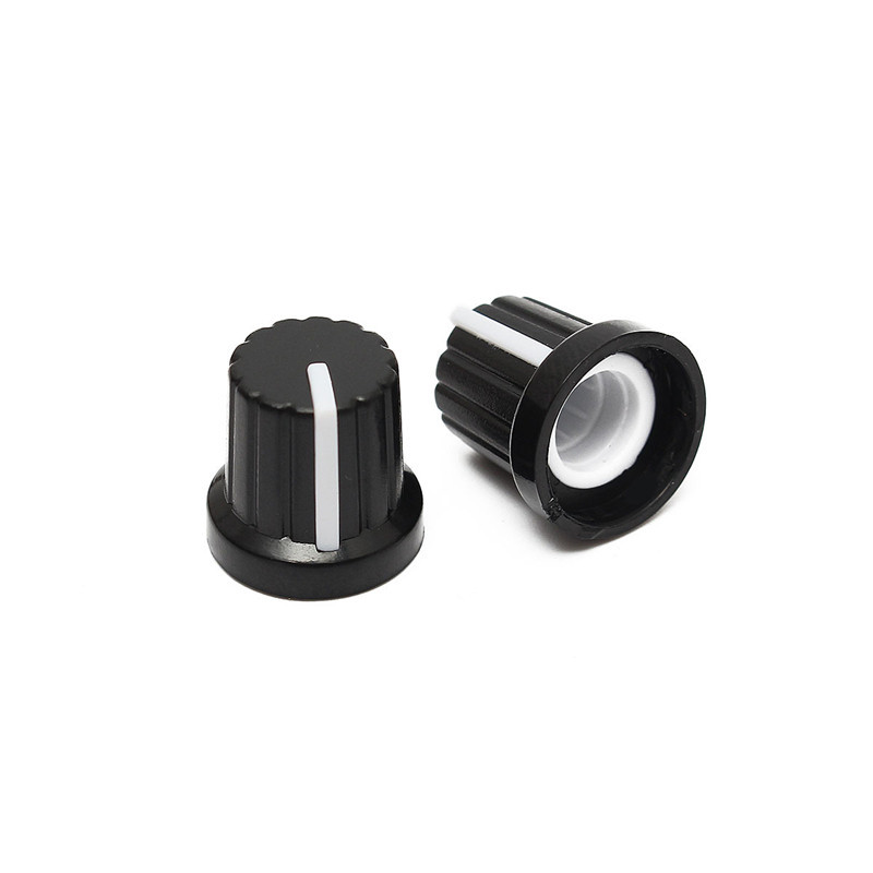 20 Pcs 6mm Shaft Hole Dia Plastic Threaded Knurled Potentiometer Knobs Cap 15*15