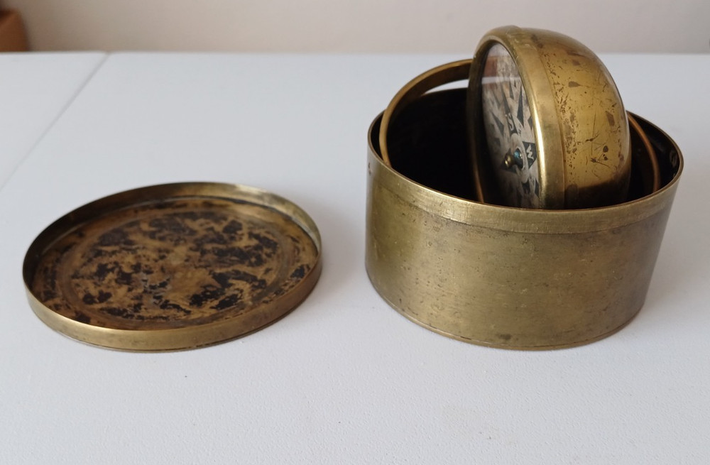 19th century brass floating dial compass