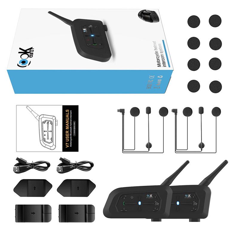 2 x Motorcycle Intercom Bluetooth Intercomunicador Moto Bluetooth 700M 7 Rider