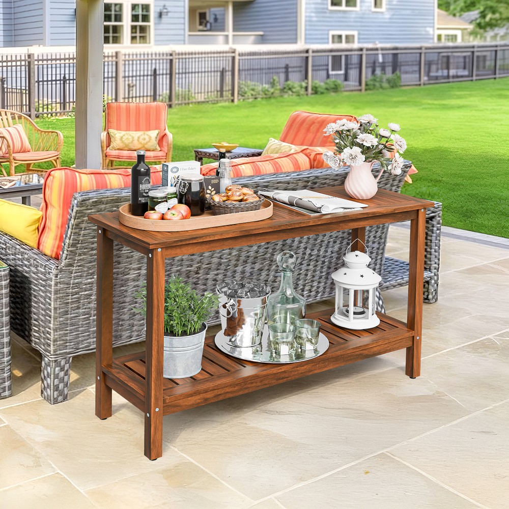 48" Console Table with Storage Behind Couch Sofa Table w/ Shelves For Garden