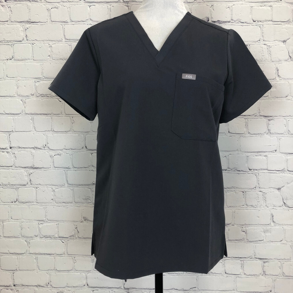 Figs Women's Catarina One-Pocket Scrub Top Size S Gray