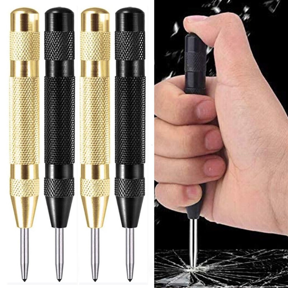 4PC Automatic Center Punch Strikes Surface Hammer Impact Spring Hole Tool 5 Inch