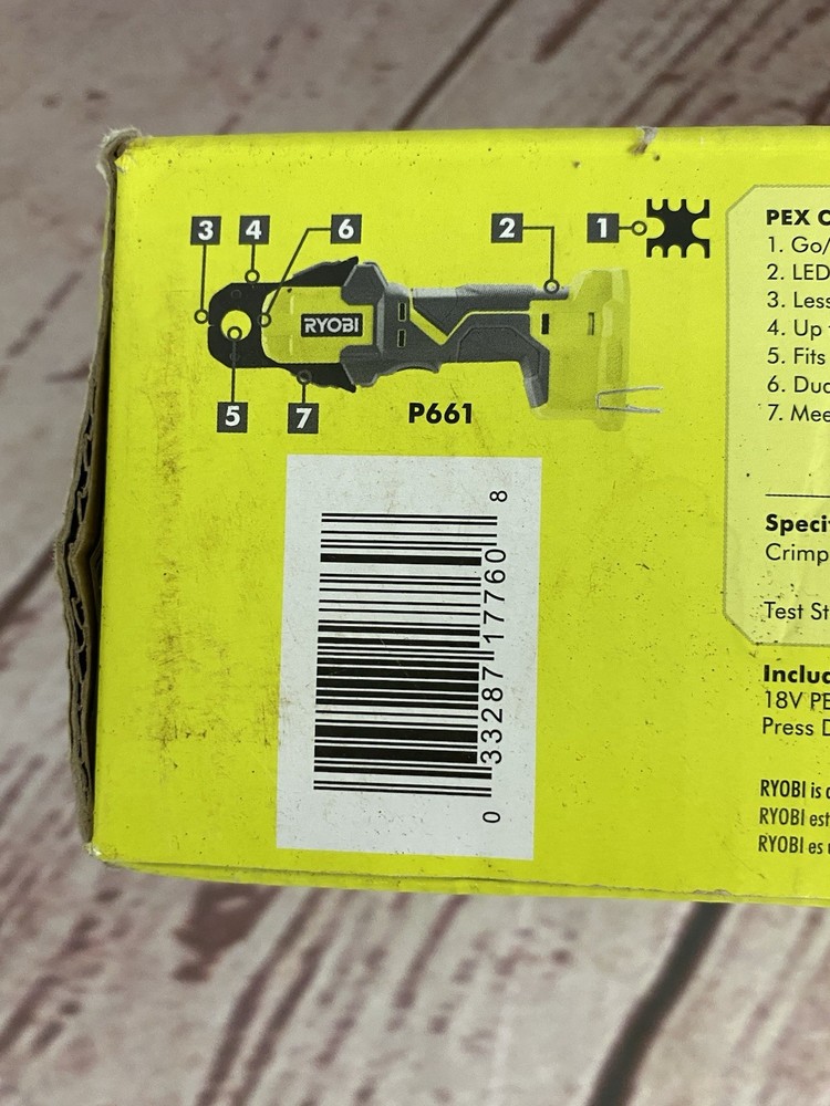 New Ryobi 18V PEX Crimp Ring Press Tool - Model: P661 - Tool Only