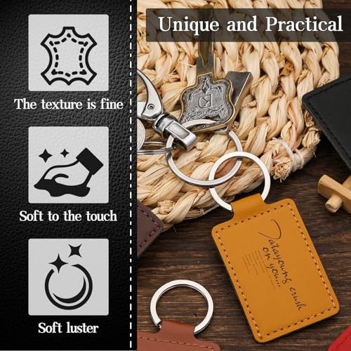 30 Pcs Leather Key Fob Kit, Rectangular Leather Keychain Multicolor-1, 30 Pcs