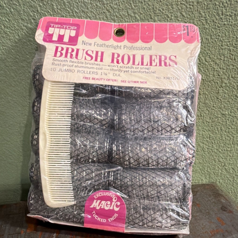 Tip-Top Featherlight Brush Rollers Rust-proof Jumbo 1 1/4 in Black