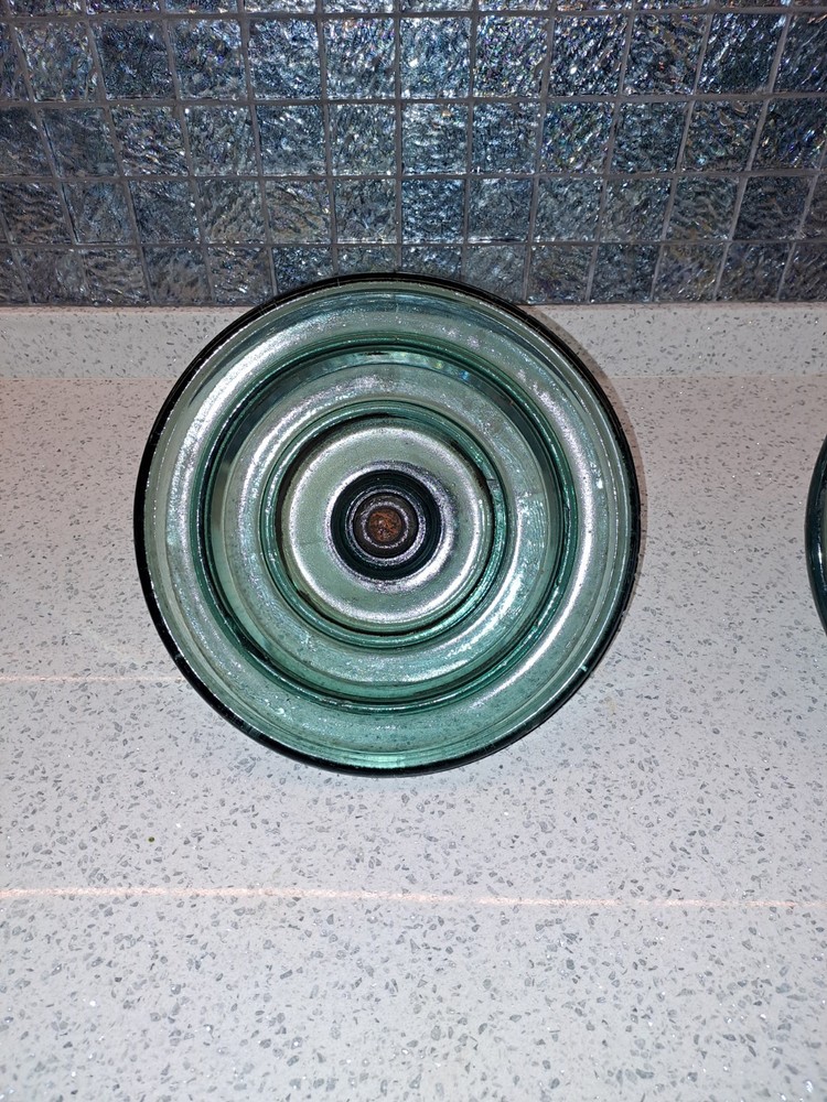 Vintage Electrical Glass Insulators . Turquoise Green